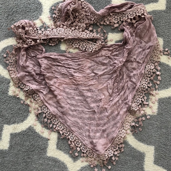 Floral Fringe Purple Scarf Wrap - Picture 3 of 3